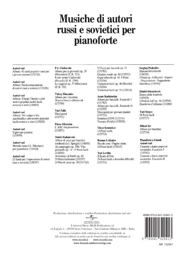 Canzoni E Danze Popolari Sovietiche - Per Pianoforte A 4 Mani - Fascicolo I - pro čtyřruční klavír